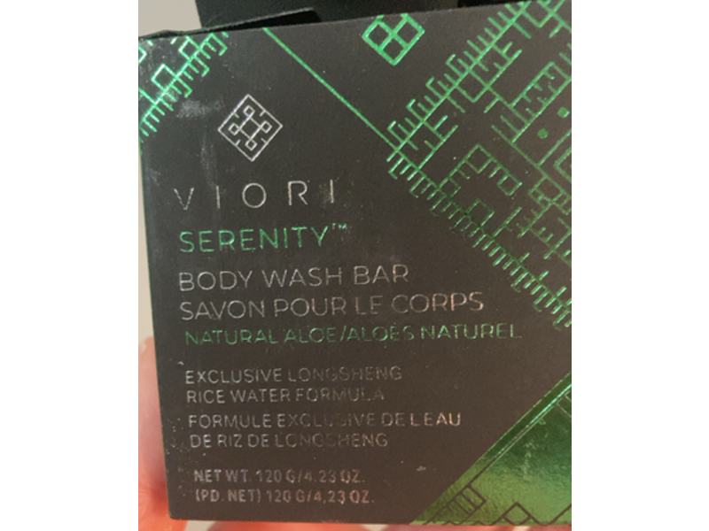 Viori Body Wash Bar, Natural Aloe, 4.23 oz/120 g