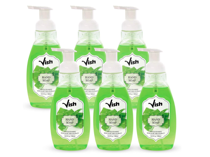 Vish Foaming Hand Soap, Aloe Vera, 16.9 fl oz/500 mL, Pack Of 6