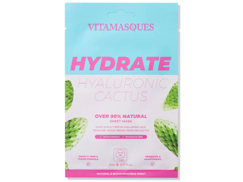 Vitamasques Hydrate Hyaluronic Cactus Sheet Mask, 0.71 fl oz/21 mL