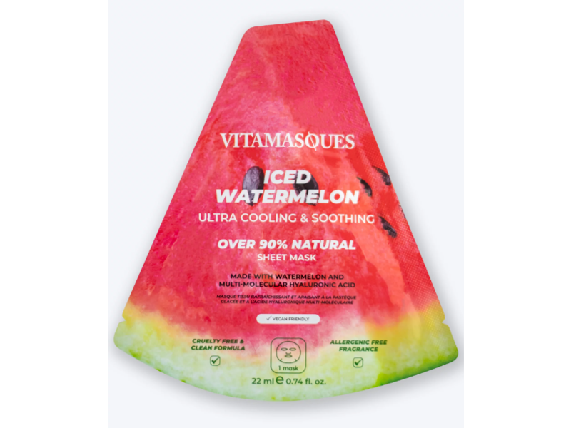 Vitamasques Ultra Cooling & Soothing Sheet Mask, Iced Watermelon, 0.74 fl oz/22 mL