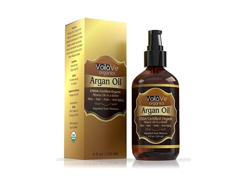 VoilaVe Organics Argan Oil, USDA Certified Organic, 4 fl oz