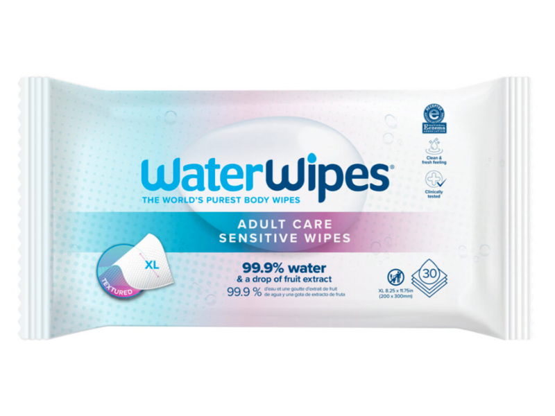 WaterWipes Adult Care Hygiene Wipes, 30 Counts