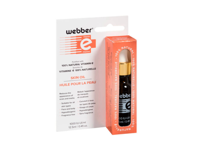 Webber Skin Oil Fortified with 100% Pure Vitamin E Oil, 12.5 mL/0.4 fl oz