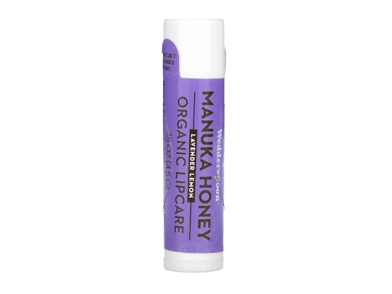 Wedderspoon Manuka Honey Organic Lipcare, Lavender Lemon, 0.15 oz/4.5 g, Pack Of 20