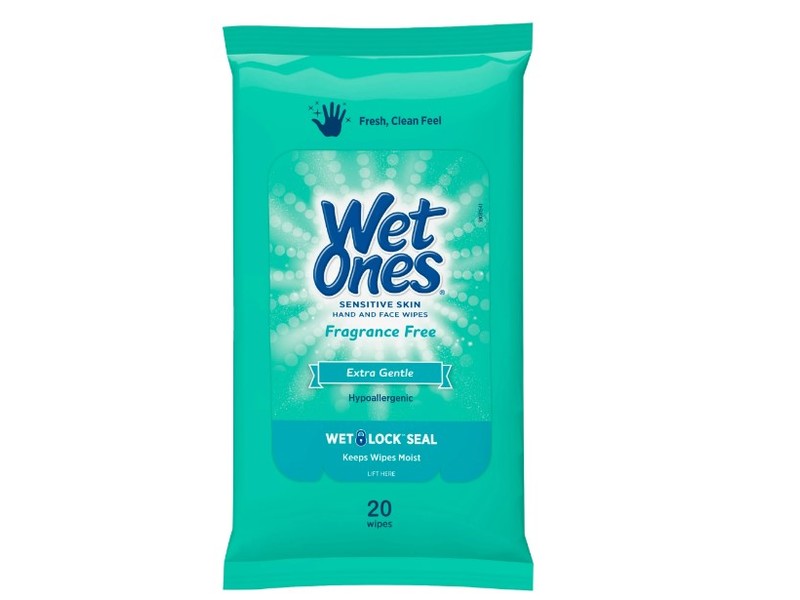 Wet Once Sensitive Skin Hand And Face Wipes, Fragrence Free, 20 Wipes