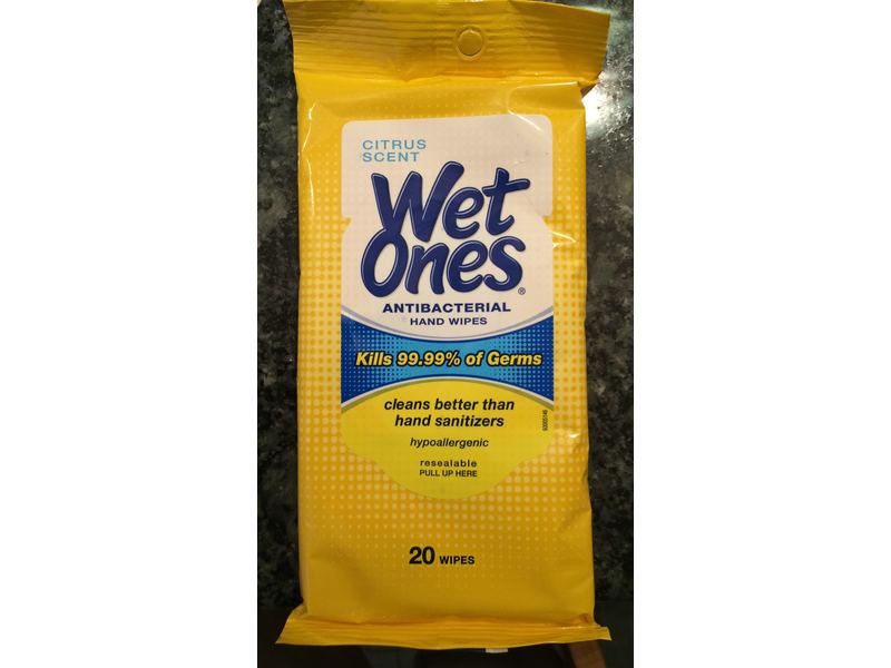 Wet Ones Citrus Antibacterial Hand Wipes, 20 Count