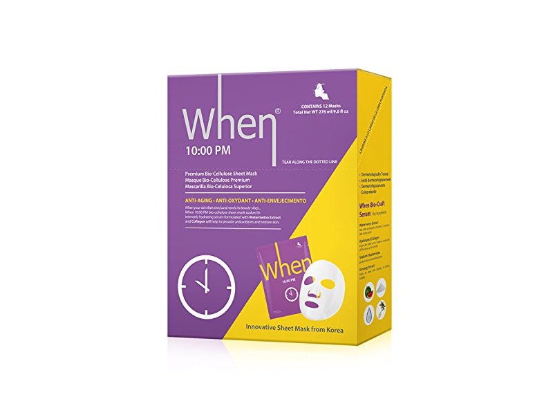 When 10:00 PM Premium Bio-Cellulose Anti-Aging Sheet Masks for Face (Pack of 12)