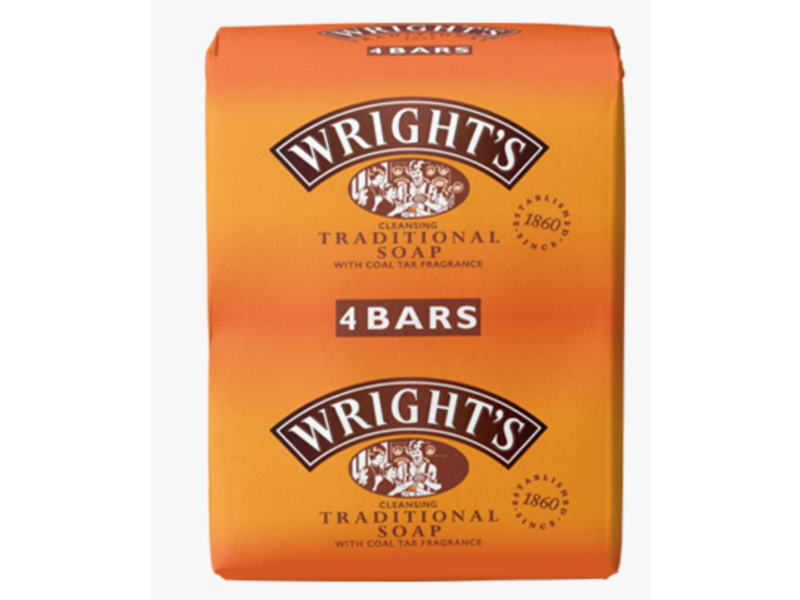 Wright's Traditional Soap, Coal Tar Fragrance, 100g, 4 Count