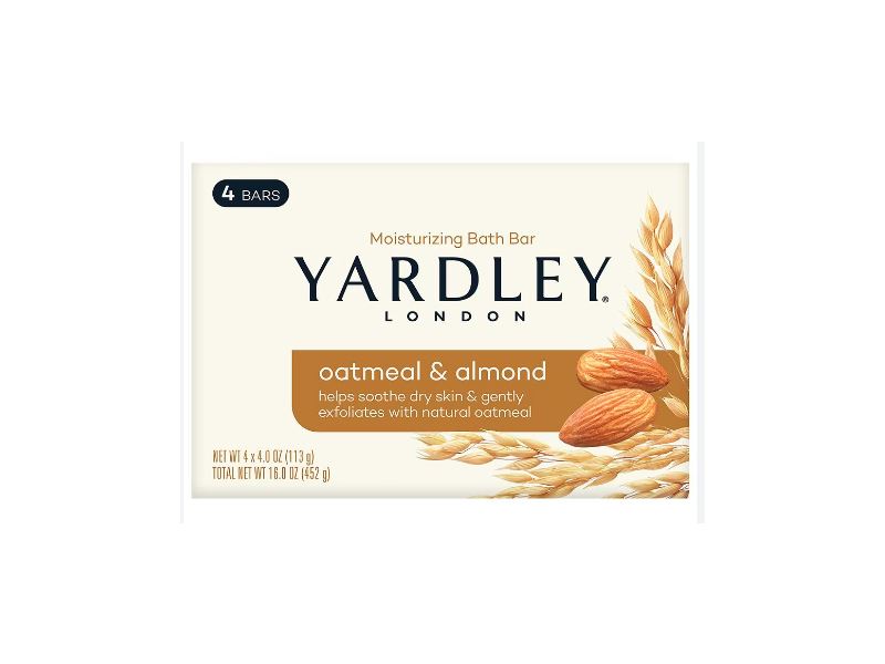 Yardley London Moisturizing Bath Bar, Oatmeal & Almond, 4 oz/113 g, 4 Bars