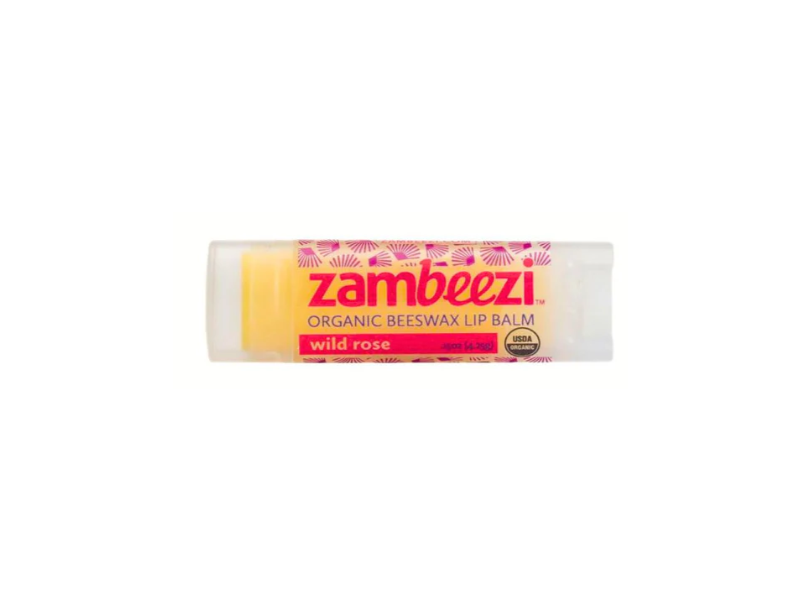 Zambeezi Organic Beeswax Lip Balm, Wild Rose, 0.15 oz/4.25 g