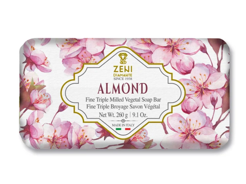 Zeni Fine Triple Milled Vegetable Soap Bar, Almond, 9.1 oz/260 g