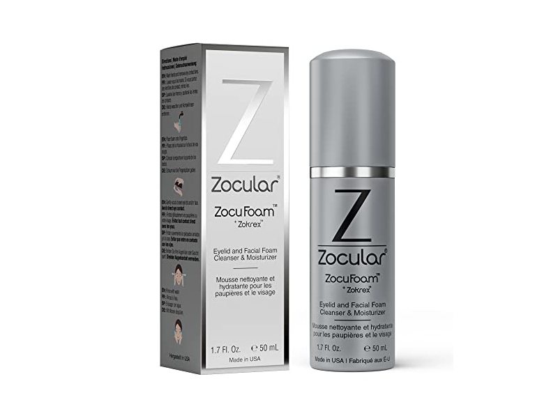 Zocular ZocuFoam Eyelid & Facial Foaming Cleanser+ Moisturizer, 1.7 fl oz/50 mL