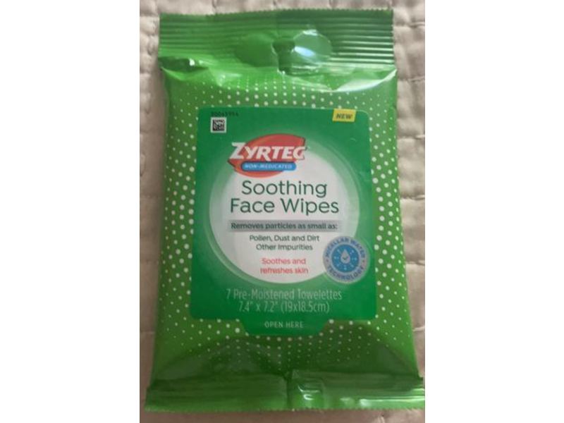 Zyrtec Soothing Face Wipes, Non-Medicated, 7 Count